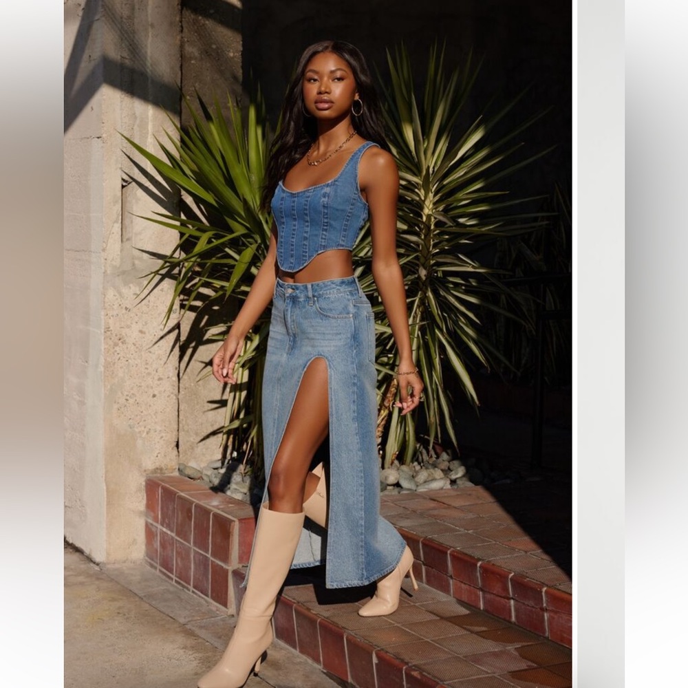 Denim Corset Crop Top